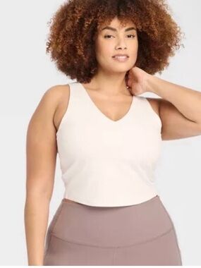 Women's Flex Light Support V-Neck Cropped Sports Bra - All In Motion Cream XXL